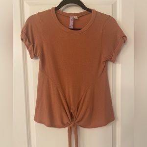 Dark pink/orange T-shirt with tie detail size xxs
